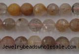 CRU403 15.5 inches 10mm faceted round Multicolor rutilated quartz beads