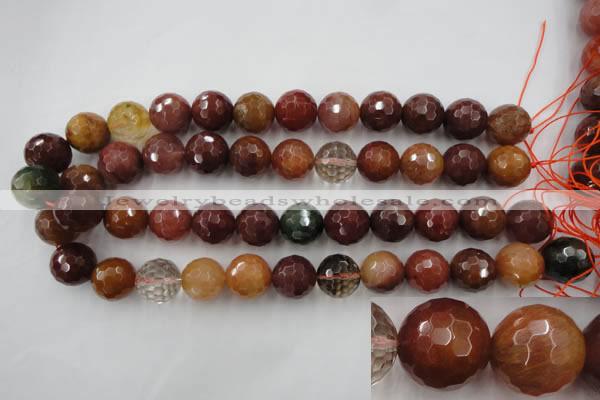 CRU416 15.5 inches 16mm faceted round Multicolor rutilated quartz beads