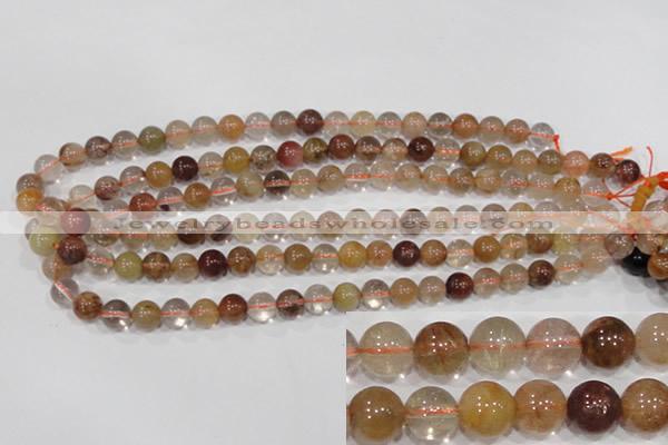 CRU454 15.5 inches 9mm round Multicolor rutilated quartz beads