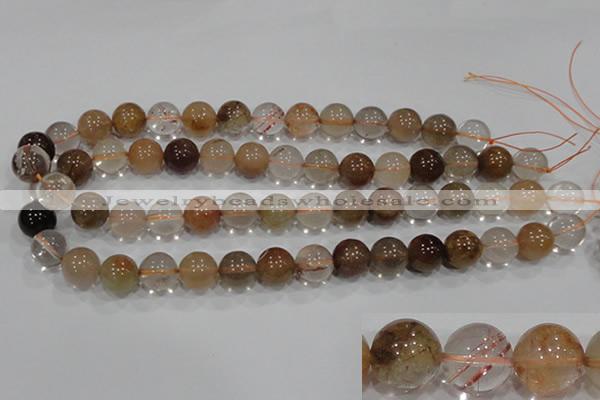 CRU457 15.5 inches 14mm round Multicolor rutilated quartz beads