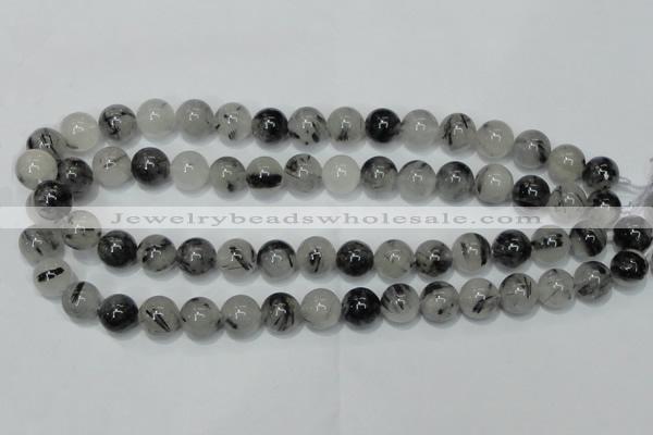 CRU50 15.5 inches 4mm round black rutilated quartz beads wholesale