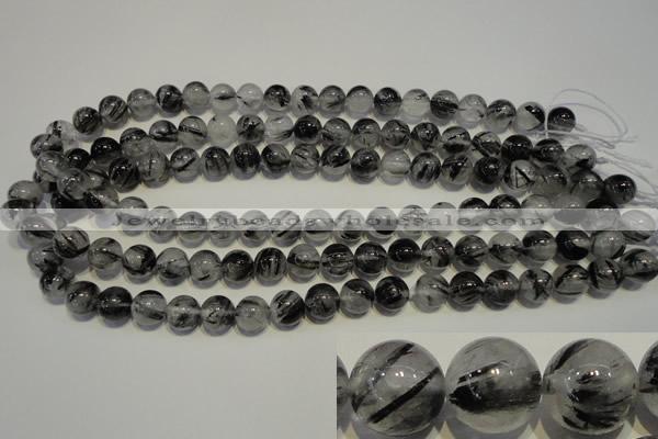 CRU503 15.5 inches 10mm round black rutilated quartz beads wholesale