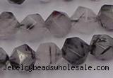 CRU513 15.5 inches 10mm faceted nuggets black rutilated quartz beads