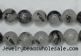 CRU52 15.5 inches 8mm round black rutilated quartz beads wholesale