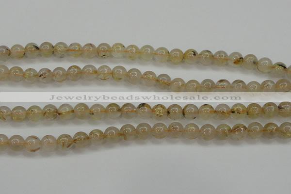 CRU552 15.5 inches 8mm round golden rutilated quartz beads