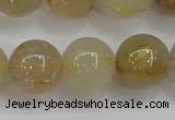 CRU555 15.5 inches 14mm round golden rutilated quartz beads