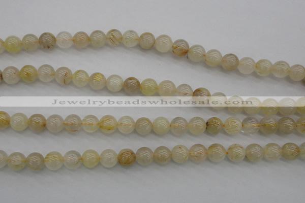 CRU582 15.5 inches 8mm round golden rutilated quartz beads