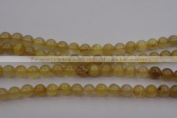 CRU603 15.5 inches 9mm round golden rutilated quartz beads