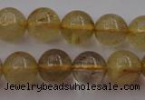 CRU612 15.5 inches 8mm round golden rutilated quartz beads