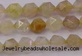 CRU621 15.5 inches 6mm faceted nuggets golden rutilated quartz beads