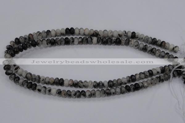 CRU63 15.5 inches 5*8mm rondelle black rutilated quartz beads