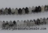 CRU65 15.5 inches 4*8mm rondelle black rutilated quartz beads