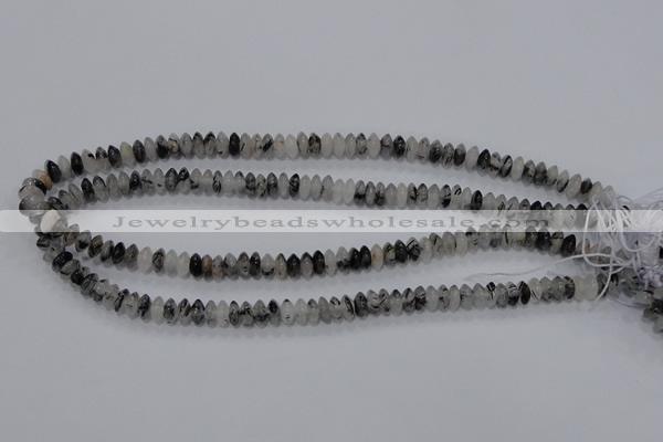 CRU65 15.5 inches 4*8mm rondelle black rutilated quartz beads