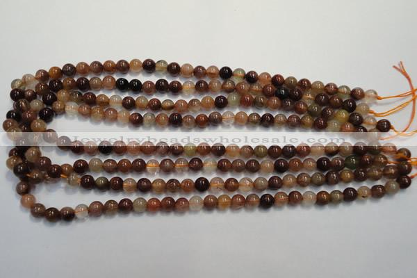 CRU652 15.5 inches 7mm round Multicolor rutilated quartz beads