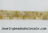 CRU667 15.5 inches 6mm faceted round golden rutilated quartz beads