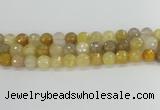 CRU669 15.5 inches 10mm faceted round golden rutilated quartz beads