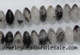 CRU67 15.5 inches 6*12mm rondelle black rutilated quartz beads