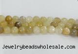 CRU670 15.5 inches 12mm faceted round golden rutilated quartz beads