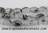 CRU71 15.5 inches 8*10mm rice black rutilated quartz beads wholesale