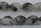 CRU72 15.5 inches 12*16mm rice black rutilated quartz beads wholesale