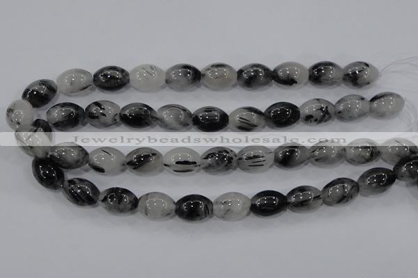 CRU73 15.5 inches 13*18mm rice black rutilated quartz beads wholesale