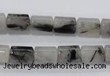 CRU74 15.5 inches 8*12mm column black rutilated quartz beads