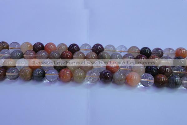 CRU753 15.5 inches 10mm round Multicolor rutilated quartz beads