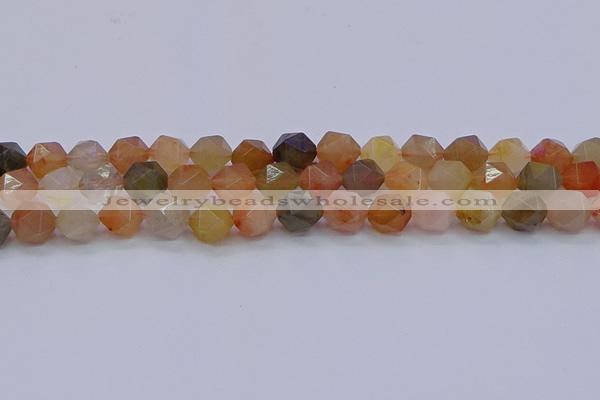 CRU769 15.5 inches 12mm faceted nuggets mixed rutilated quartz beads