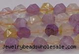 CRU771 15.5 inches 6mm faceted nuggets lavender amethyst & citrine beads