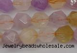 CRU773 15.5 inches 10mm faceted nuggets lavender amethyst & citrine beads