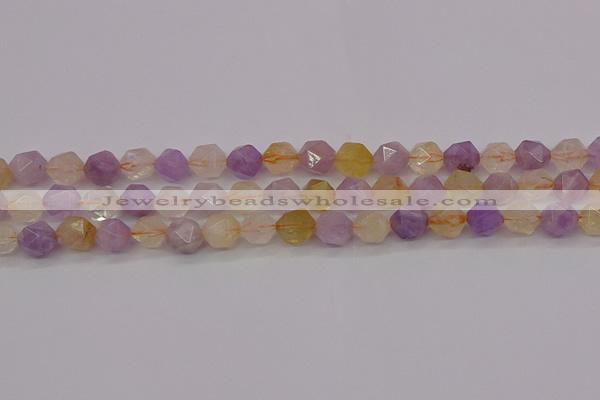 CRU773 15.5 inches 10mm faceted nuggets lavender amethyst & citrine beads