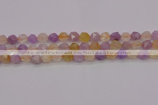 CRU774 15.5 inches 12mm faceted nuggets lavender amethyst & citrine beads