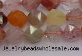 CRU777 15.5 inches 8mm faceted nuggets mixed rutilated quartz beads