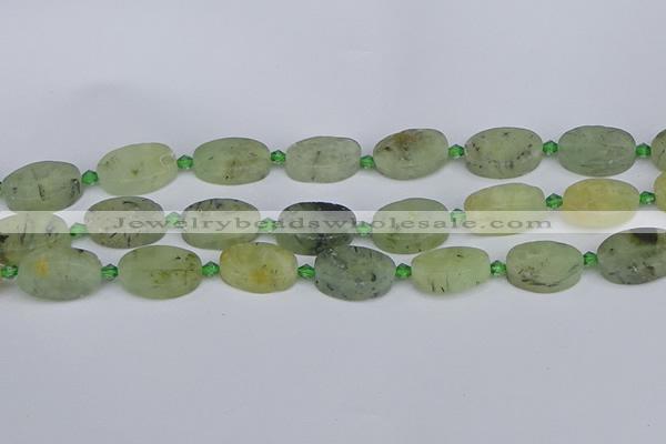 CRU783 15.5 inches 13*20mm oval green rutilated quartz beads