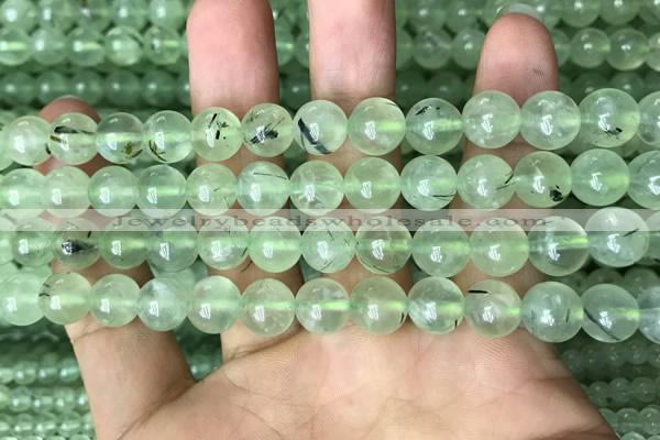 CRU812 15.5 inches 8mm round green rutilated quartz beads