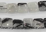 CRU85 15.5 inches 12*12mm square black rutilated quartz beads