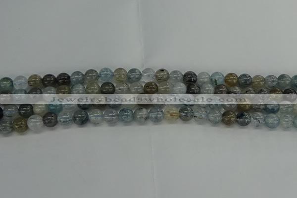 CRU852 15.5 inches 8mm round blue rutilated quartz beads