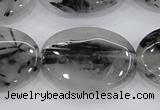 CRU89 15.5 inches 22*30mm oval black rutilated quartz beads wholesale