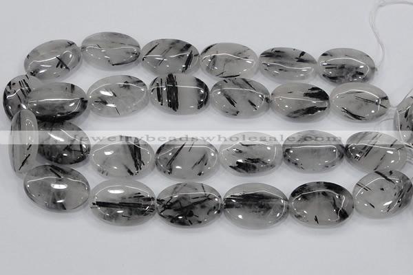 CRU89 15.5 inches 22*30mm oval black rutilated quartz beads wholesale