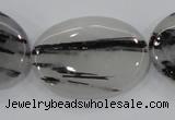 CRU90 15.5 inches 25*35mm oval black rutilated quartz beads wholesale