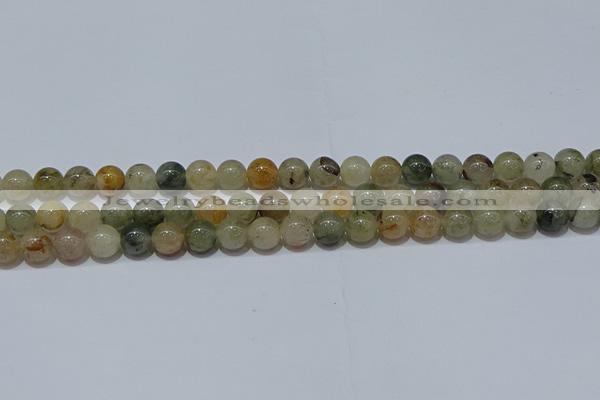 CRU902 15.5 inches 8mm round green rutilated quartz beads wholesale