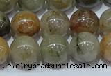 CRU904 15.5 inches 12mm round green rutilated quartz beads wholesale