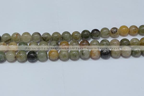 CRU904 15.5 inches 12mm round green rutilated quartz beads wholesale