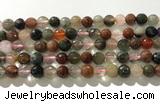 CRU912 15.5 inches 8mm faceted round mixed rutilated quartz beads