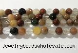 CRU914 15.5 inches 11mm faceted round mixed rutilated quartz beads