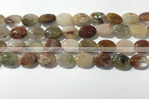 CRU921 15.5 inches 10*14mm oval mixed rutilated quartz beads wholesale