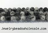 CRU933 15.5 inches 16mm round black rutilated quartz beads wholesale