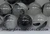 CRU955 15.5 inches 8mm round black rutilated quartz beads