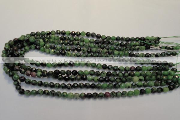 CRZ105 15.5 inches 6mm faceted round ruby zoisite gemstone beads