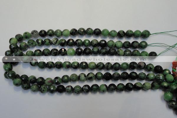 CRZ107 15.5 inches 10mm faceted round ruby zoisite gemstone beads